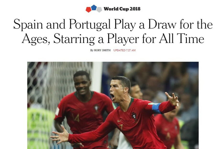 O New York Times fez um relato épico do jogo entre Portugal e Espanha