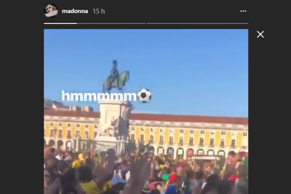 Madonna vê jogo do Mundial no Terreiro do Paço