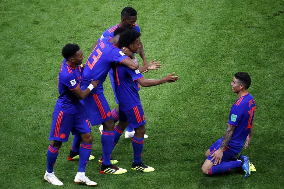Colômbia celebra golo frente à Polónia