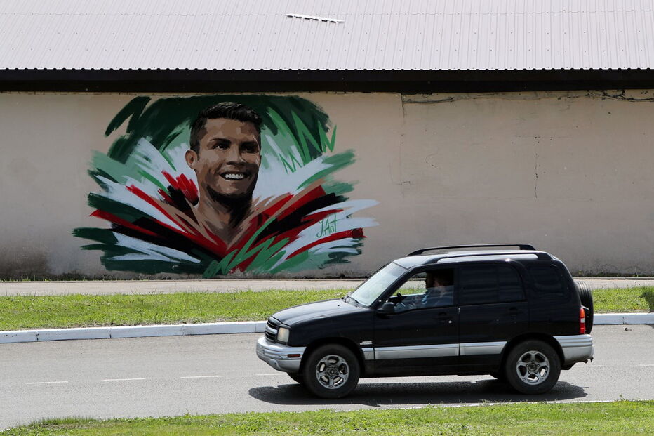 Mural de Cristiano Ronaldo em Saransk