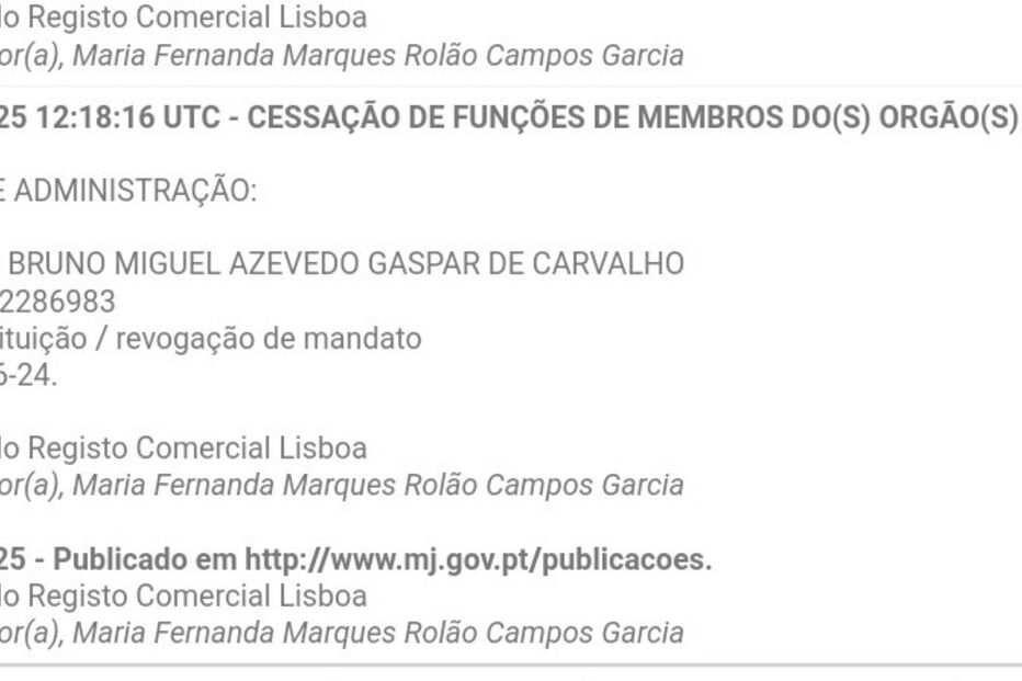 Documento que prova que Bruno de Carvalho já não representa a SAD leonina