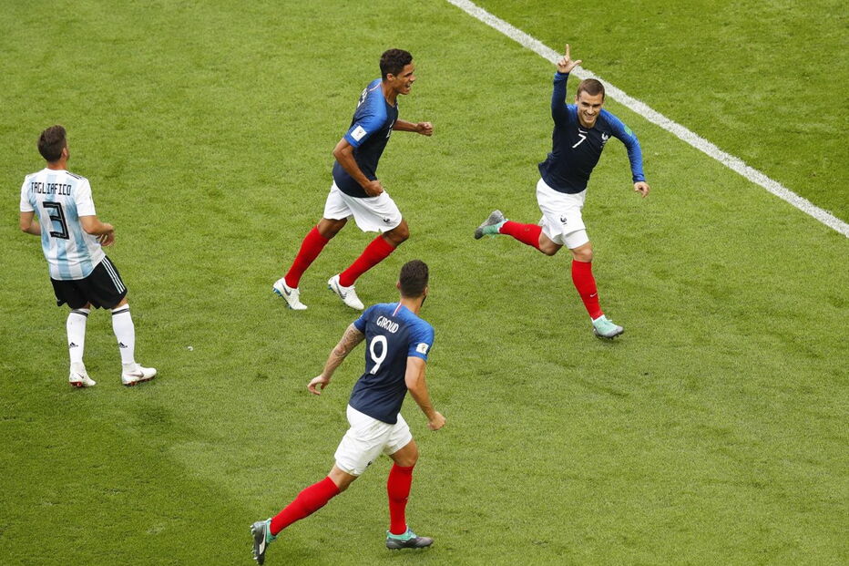 Griezmann comemora golo marcado à França no Mundial