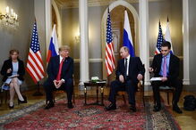 Donald Trump e Vladimir Putin reunidos em Helsínquia