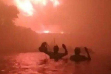 Pessoas correm para a água para fugir às chamas na Grécia