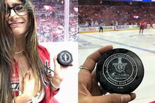 Mia Khalifa foi atingida por um disco de hóquei enquanto assitia ao jogo