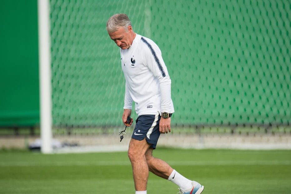 Didier Deschamps num dos treinos para o Mundial
