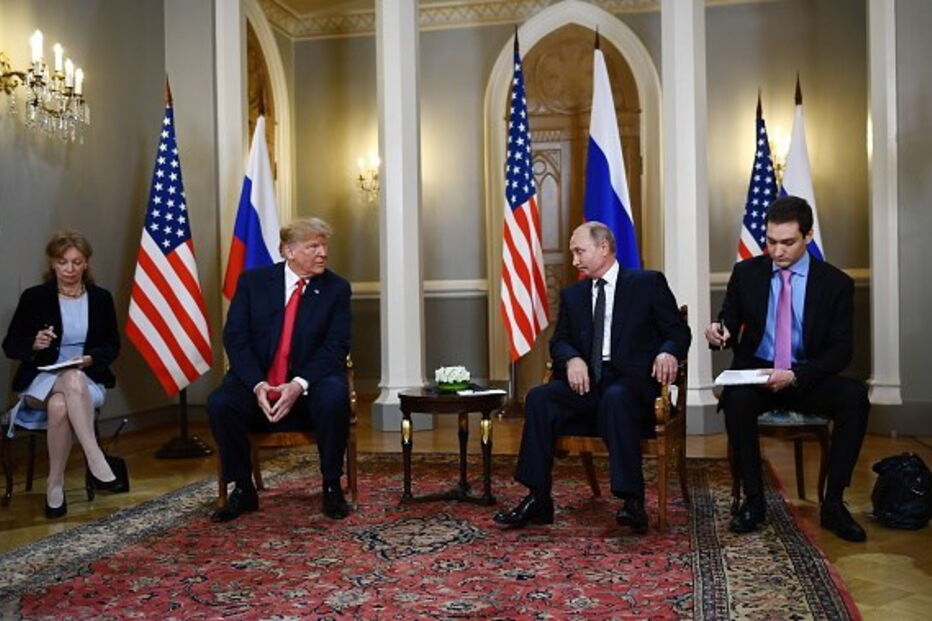 Donald Trump e Vladimir Putin reunidos em Helsínquia