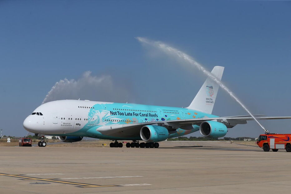 A380 no momento da aterragem no Aeroporto de Beja