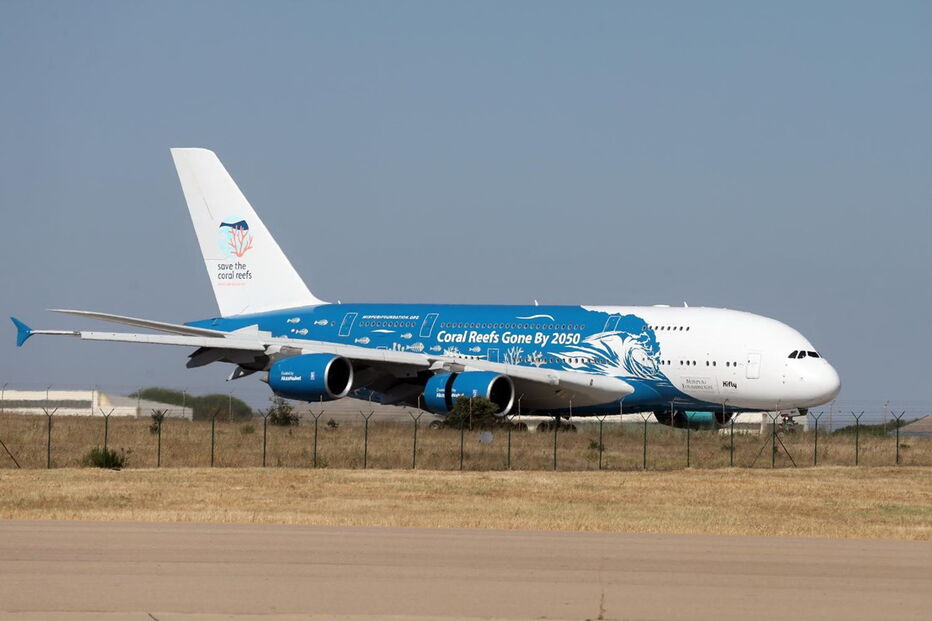 A380 no momento da aterragem no Aeroporto de Beja