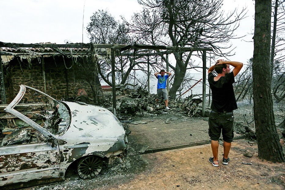 Devastação causada pelo fogo na Grécia