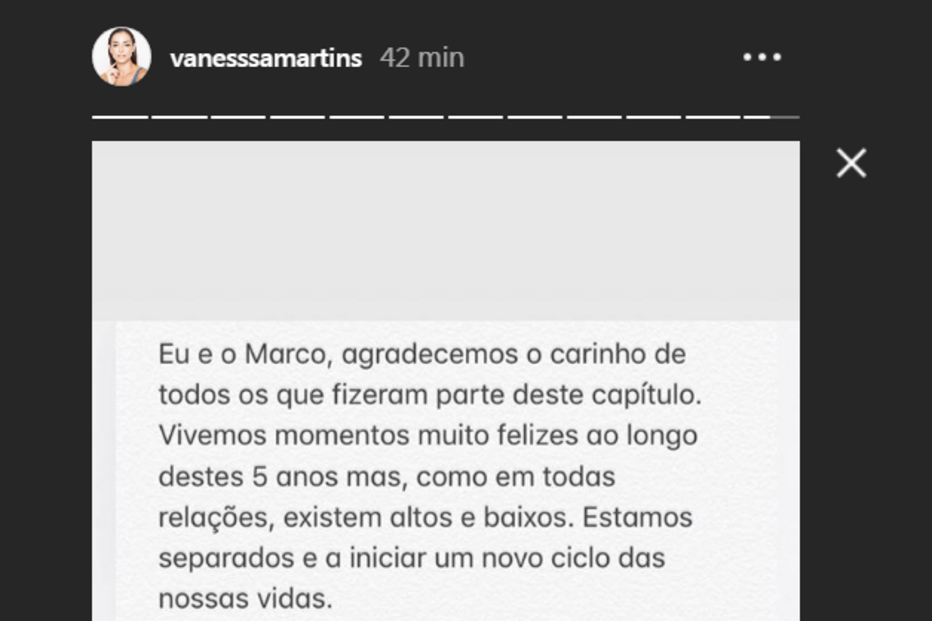 Comunicado de Vanessa Martins