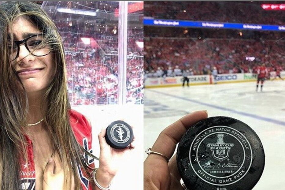 Mia Khalifa foi atingida por um disco de hóquei enquanto assitia ao jogo