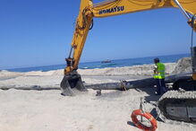 Obras em curso na praia da Fuseta-Mar