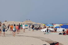 Obras em curso na praia da Fuseta-Mar