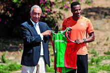 Marcelo Rebelo de Sousa esteve ontem presente em Albufeira, Algarve, no treino de Nelson Évora