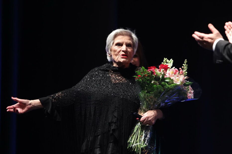 Celeste Rodrigues no seu último espétáculo, em maio de 2018