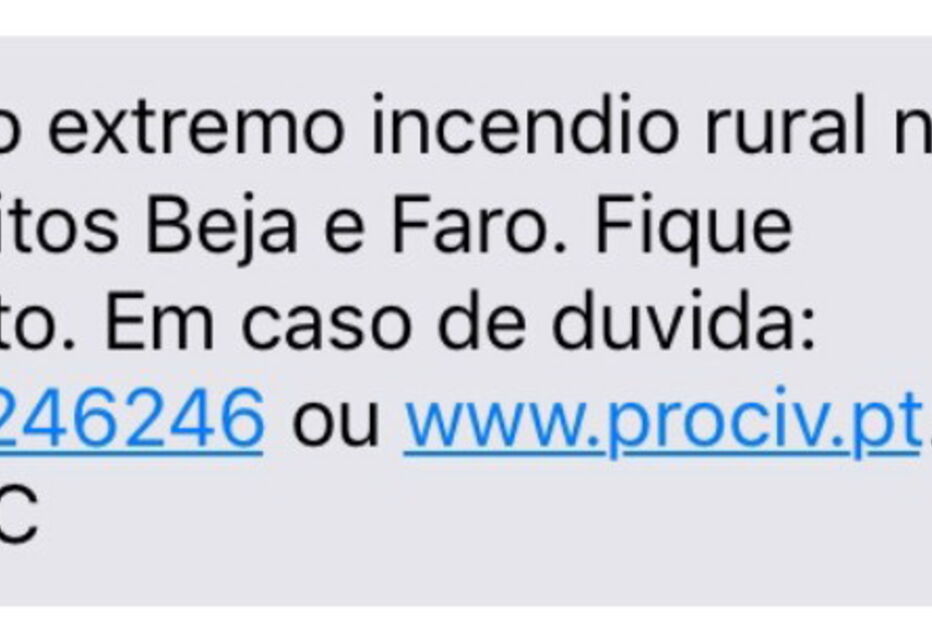 Proteção Civil envia SMS de alerta com número da GlassDrive