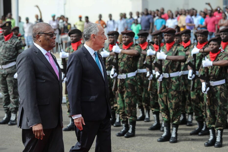 Evaristo Carvalho, presidente de São Tomé e Príncipe, com Marcelo Rebelo de Sousa