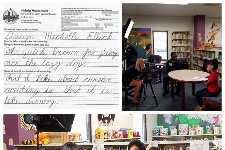 Menina sem mãos vence concurso de caligrafia pela segunda vez