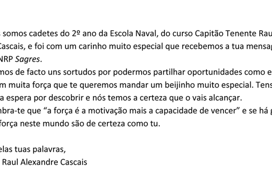 Carta de resposta da tripulação enviada ao pequeno Luís