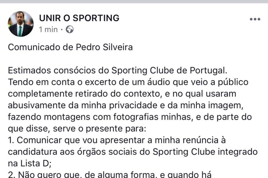Comunicado de Pedro Silveira