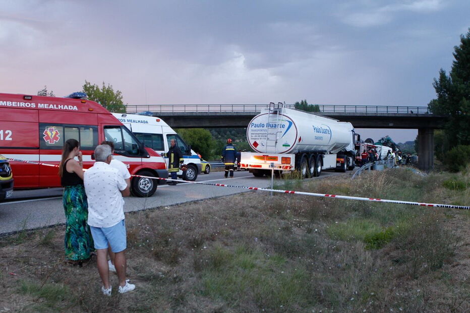 Acidente com dois camiões e vários carros na A1 na Mealhada