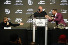 Conor McGregor e Nurmagomedov trocaram ameaças na apresentação de combate entre os dois