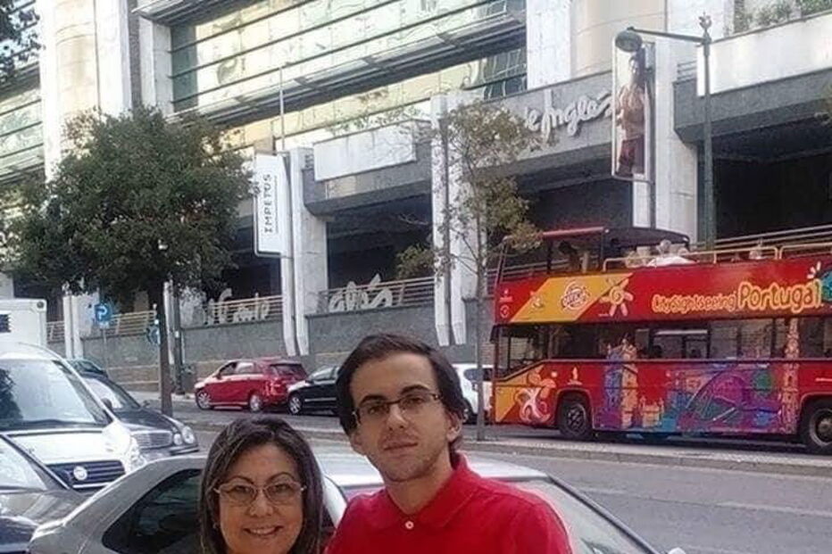 Amélia Fialho e o genro, marido da filha adotiva