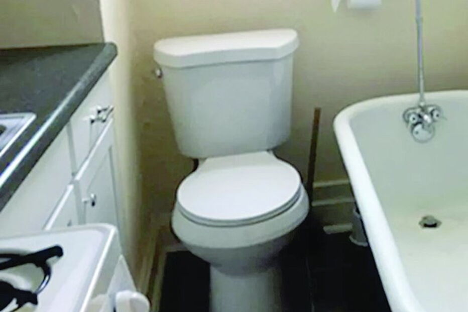 Habitação tem casa de banho e cozinha no mesmo espaço