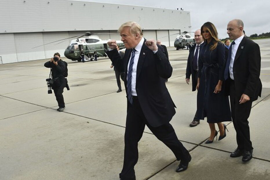 Donald Trump durante homenagem a vítimas do 11 de setembro