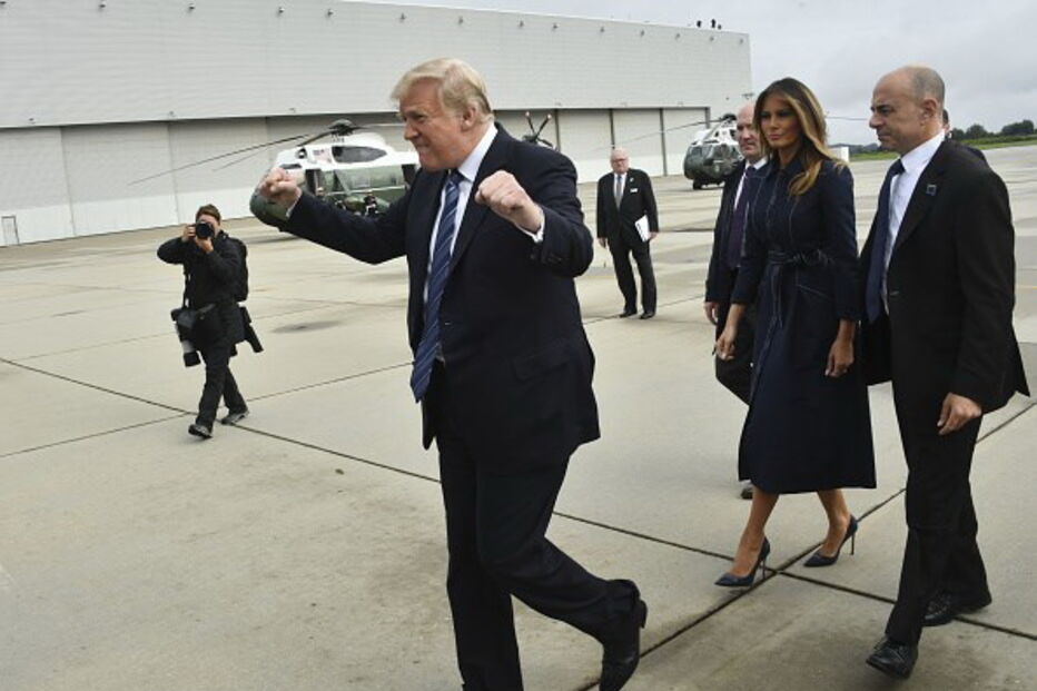 Donald Trump durante homenagem a vítimas do 11 de setembro