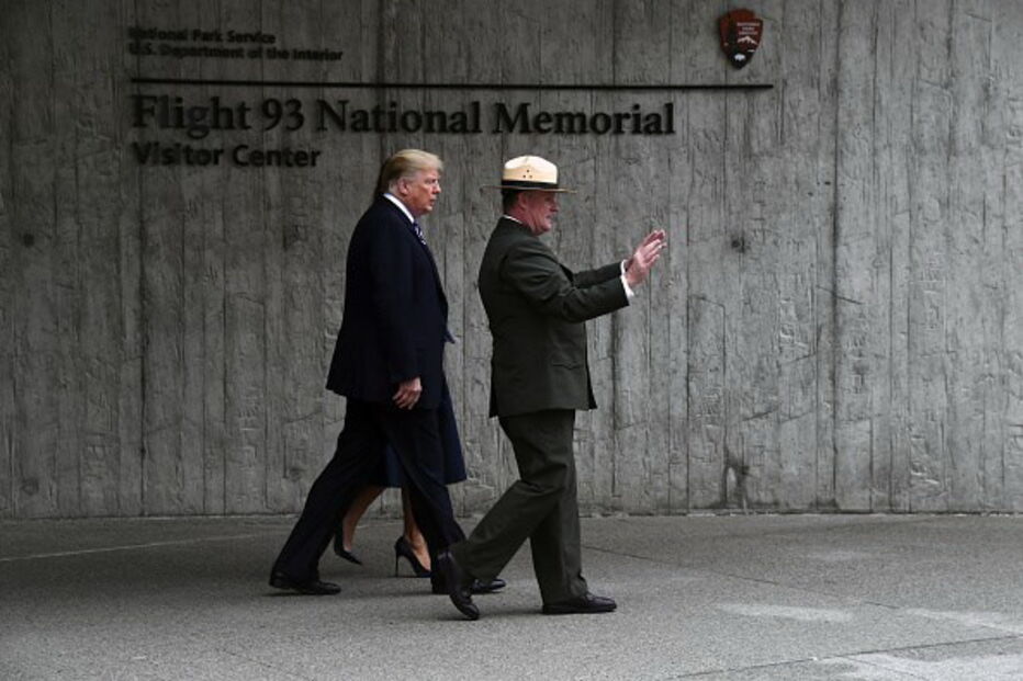 Donald Trump durante homenagem a vítimas do 11 de setembro