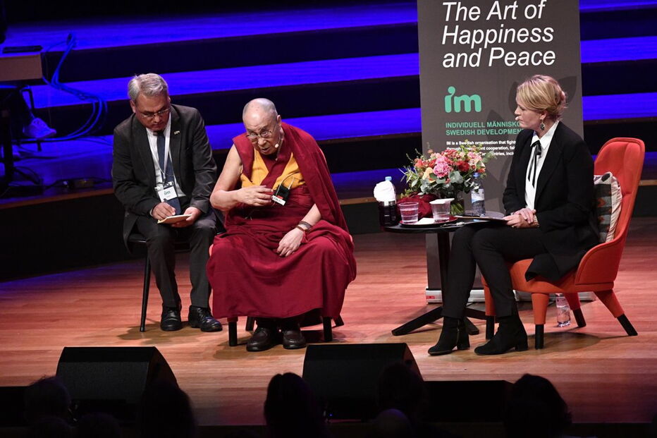 O Dalai Lama numa conferência realizada na Suécia