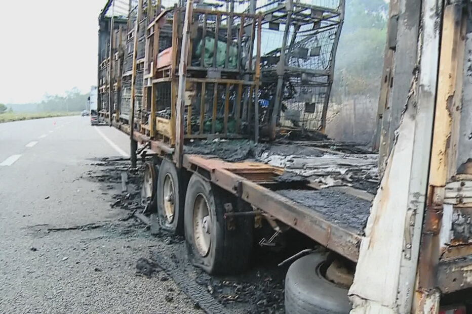 Camião arde em andamento na A28 na Póvoa de Varzim