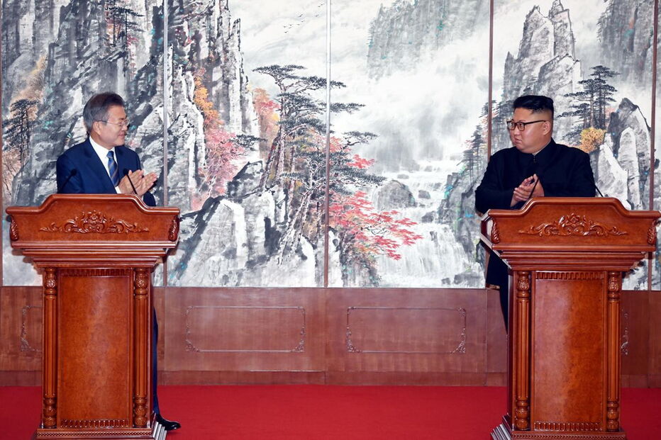 Presidentes da Coreia do Sul e Coreia do Norte