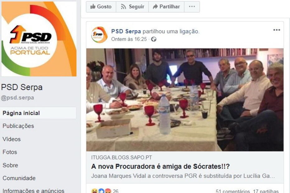 PSD de Serpa espalha rumor sobre suposta amizade entre Sócrates e a nova PGR, Lucília Gago 