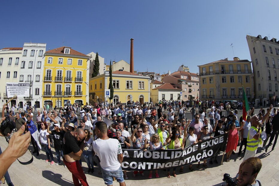 Taxistas em protesto