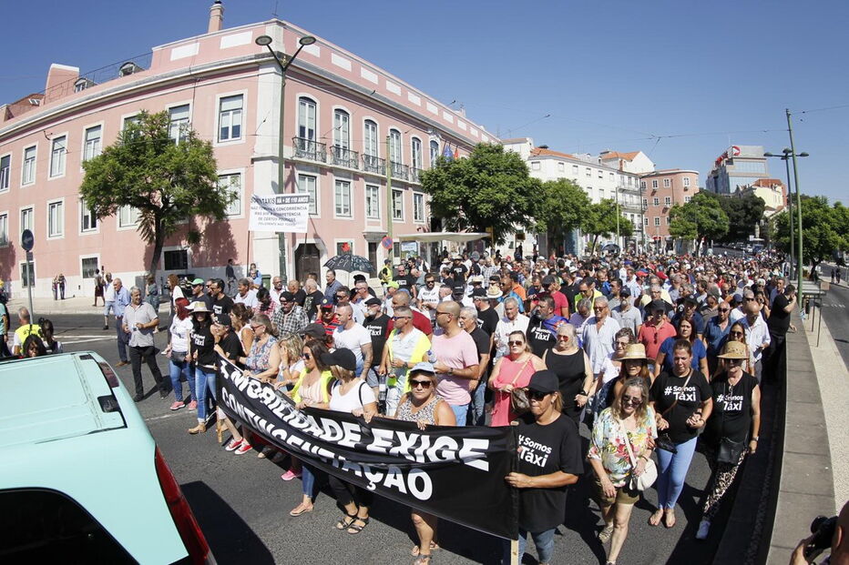 Taxistas em protesto