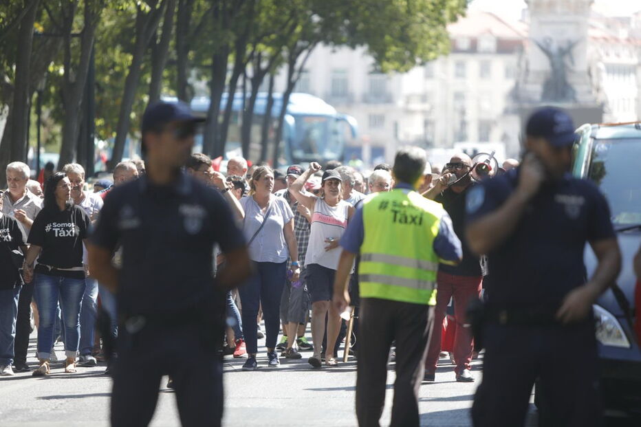 Taxistas em protesto
