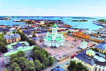 Catedral de Helsínquia, no ponto mais alto da Praça do Senado
