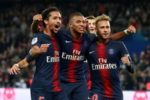 Mbappé marcou quatro golo ao Lyon pelo Paris Saint Germain