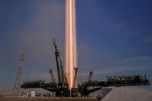 Lançamento da nave espacial Soyuz, no Cazaquistão