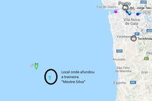 Local onde naufragou a traineira