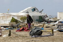 A destruição causada pelo furacão Leslie no Parque de Campismo na Figueira da Foz