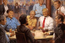 Trump tem quadro na Casa Branca onde bebe com ex-presidentes