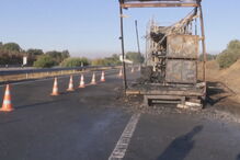 Camião arde na A6 em Évora e condiciona o trânsito