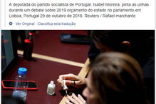 Isabel Moreira pinta as unhas durante debate do OE 2019	