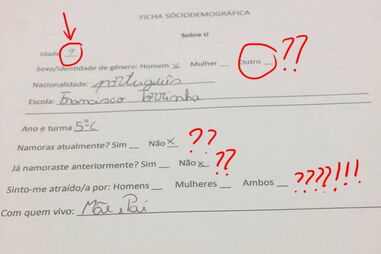 Ficha sociodemográfica dada aos alunos