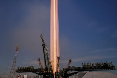 Lançamento da nave espacial Soyuz, no Cazaquistão