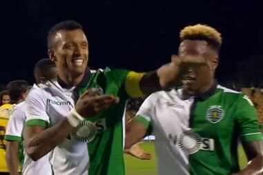 Nani festeja golo com coreografia da nova música de David Carreira